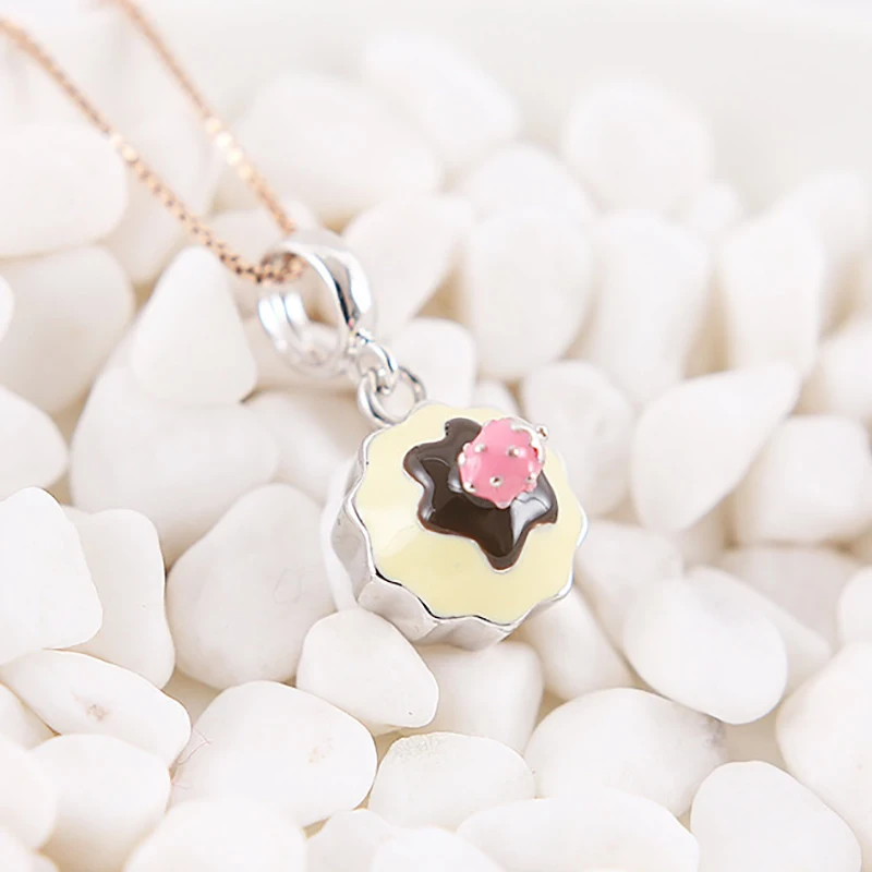 New 100% 925 Sterling Silver Beads Charm Sweet Strawberry Cupcake Cake Pendant Charms Fit Pandora Bracelets Women Diy Jewelry | Украшения и