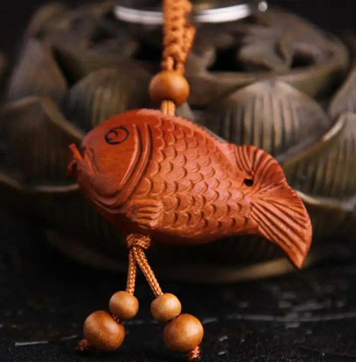 Китайская резная цепочка для ключей из персикового дерева безопасная и удачная