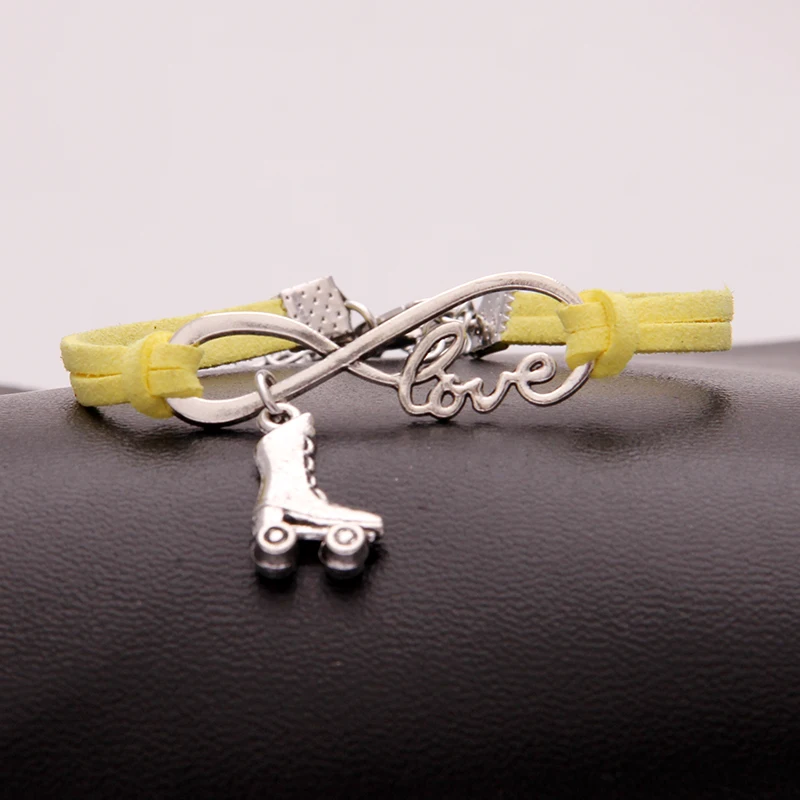 (10 шт./лот) браслет Бесконечность любовь роллер Скейт И Браслеты Шарм плетеный