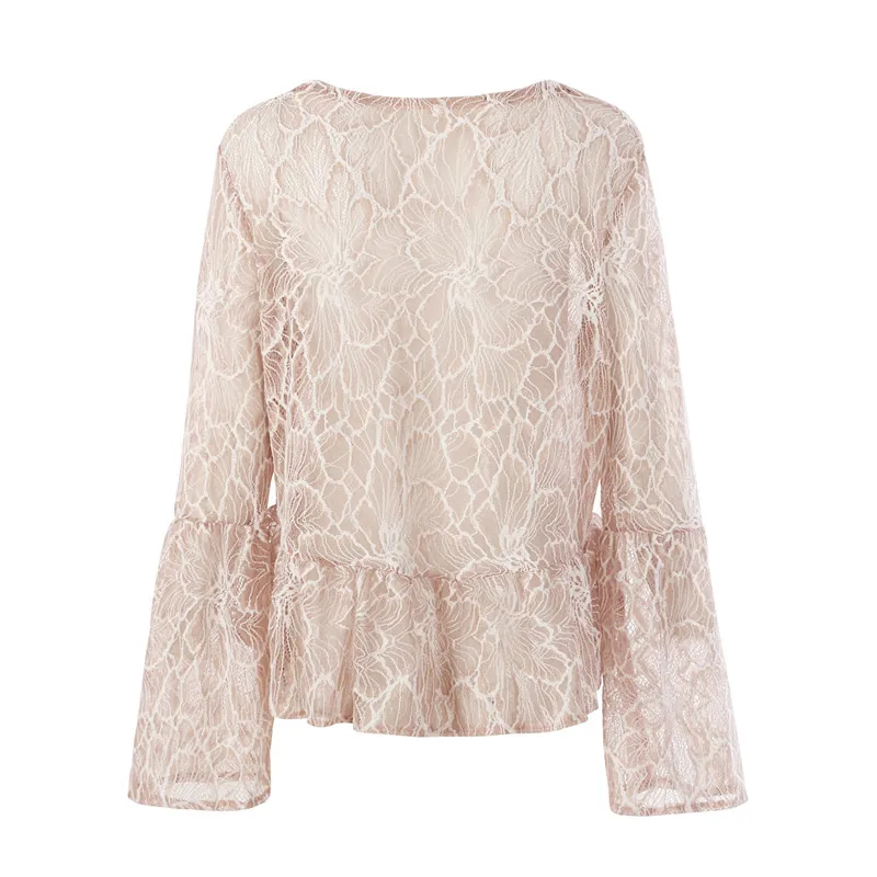 Z &amp koze Для женщин Свободные оборками Блузки для малышек осень 2017 г. Кружево см.