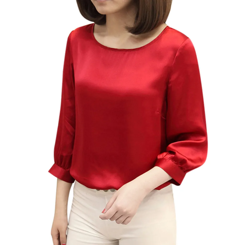 Женская блузка feitong Повседневная Свободная с круглым вырезом 2019|Блузки| |