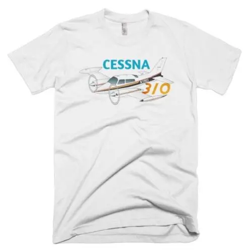 Летняя хлопковая футболка с короткими рукавами Cessna 310 изображением самолета