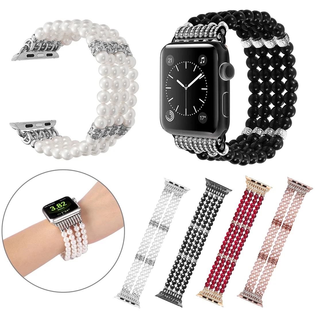 Женский ювелирный ремень для Apple Watch 38 мм 40 iwatch 4/3/2/1 ремешок часов 42 44 имитация