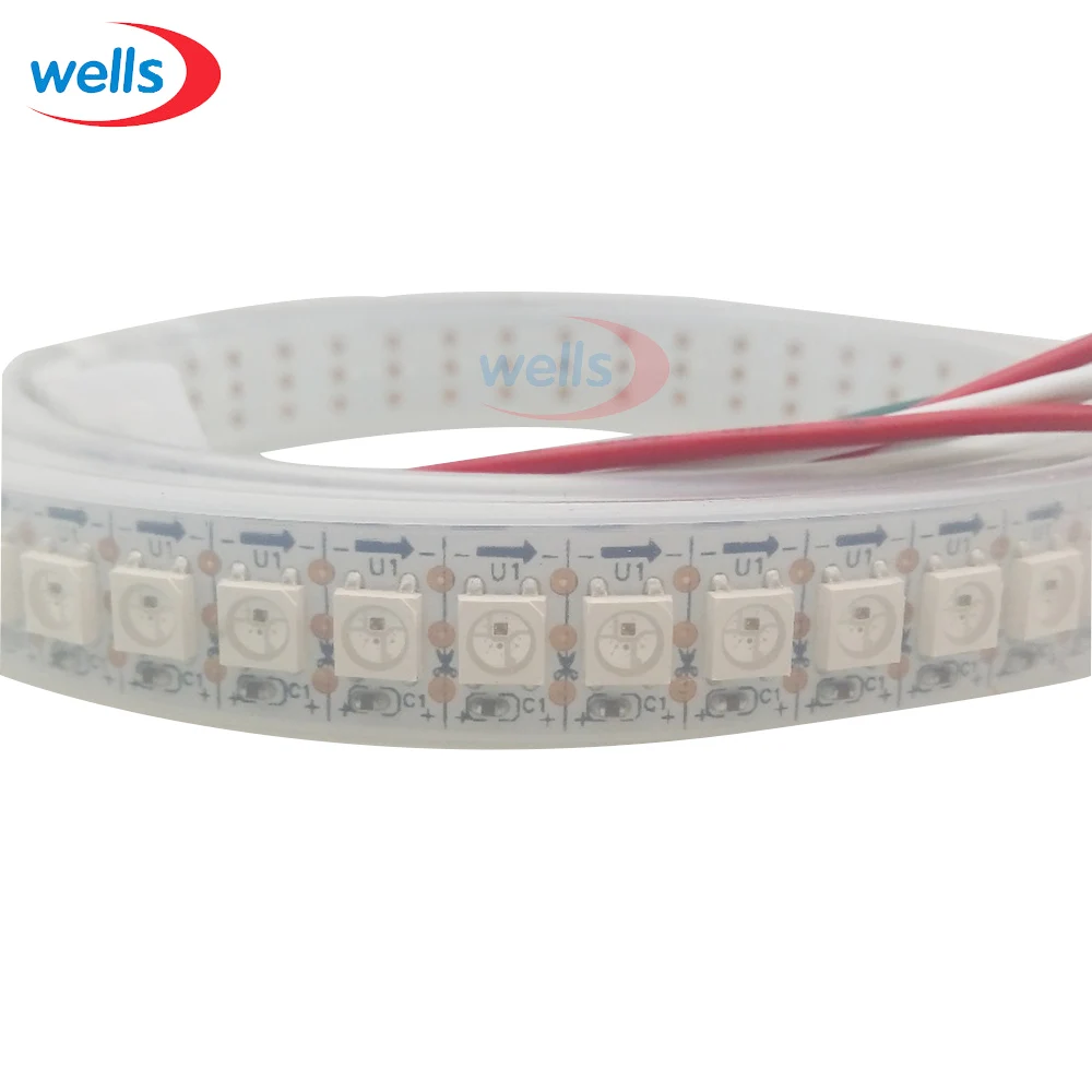Светодиодная лента 144 пикселей 1 м LED s WS2812B 2812 WS Chip WS2811 IC Digital 5050 SMD RGB DC5V|strip necklace|stripped