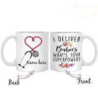 personalized tea cup deliver babies midwife gift home birth coffee mug tea cup for delivery nurse doctor bone china 11 oz w
