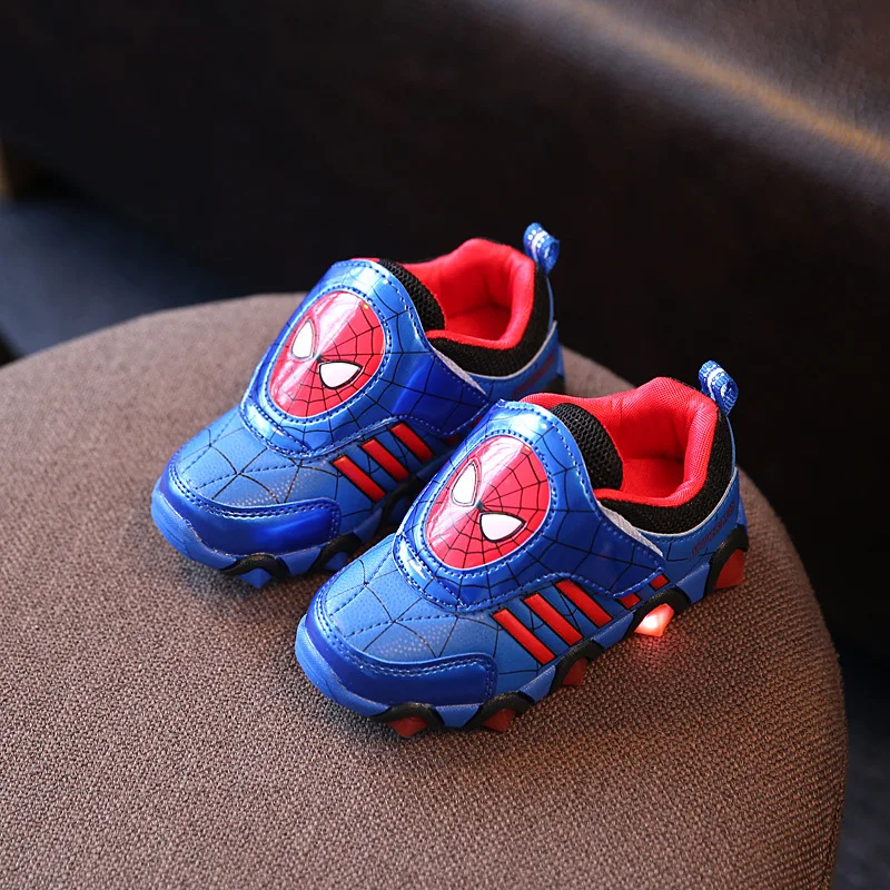 Детская Обувь с свет-паук модные светящиеся Спортивная обувь малышей для девочек
