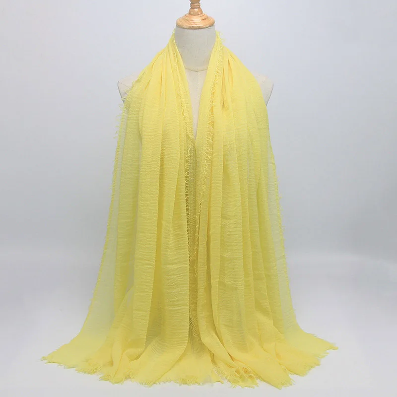 51 NEW women bubble cotton solid color muslim head scarf shawls and wraps pashmina bandana female foulard crinkle hijab stores - Цвет: 51