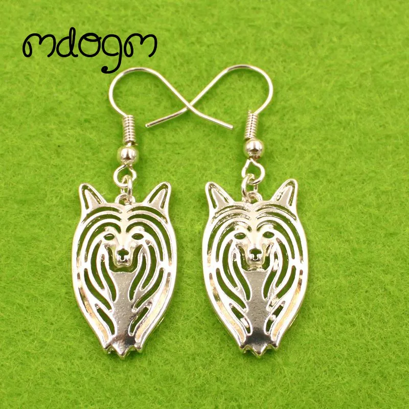 Милые китайские Подвесные серьги в виде хохлатых собак и животных серебряная