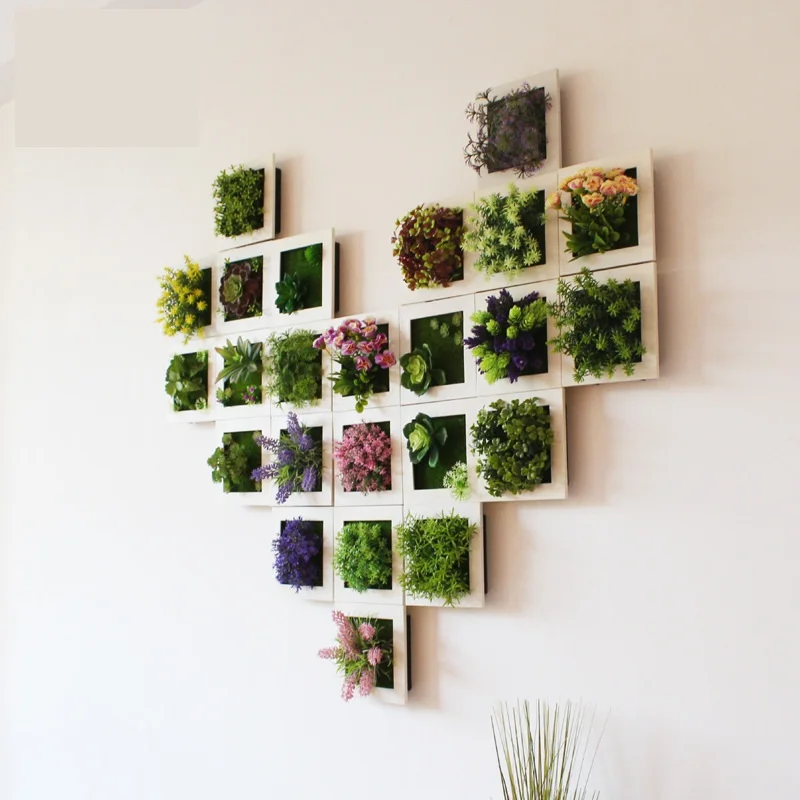 

3D Plant Wall Sticker Home Decor Wall Artificial Flowers Frame Fake Plant Wall Art Mural Living Room/Wedding Decoration