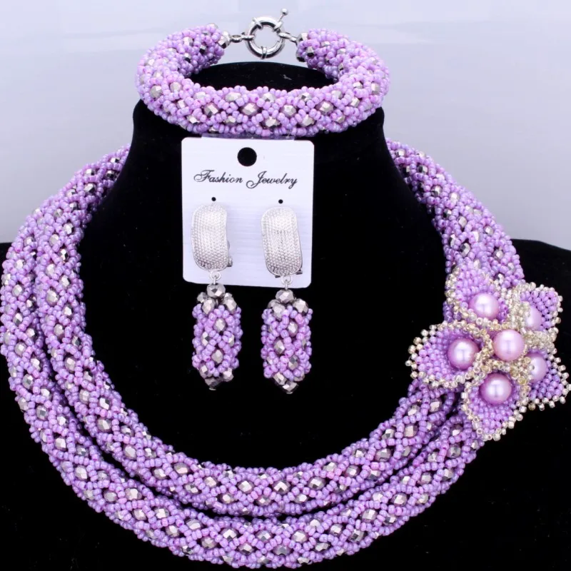 4 UJewelry африканские Чокеры набор слоев Ювелирные наборы фиолетовый сиреневый