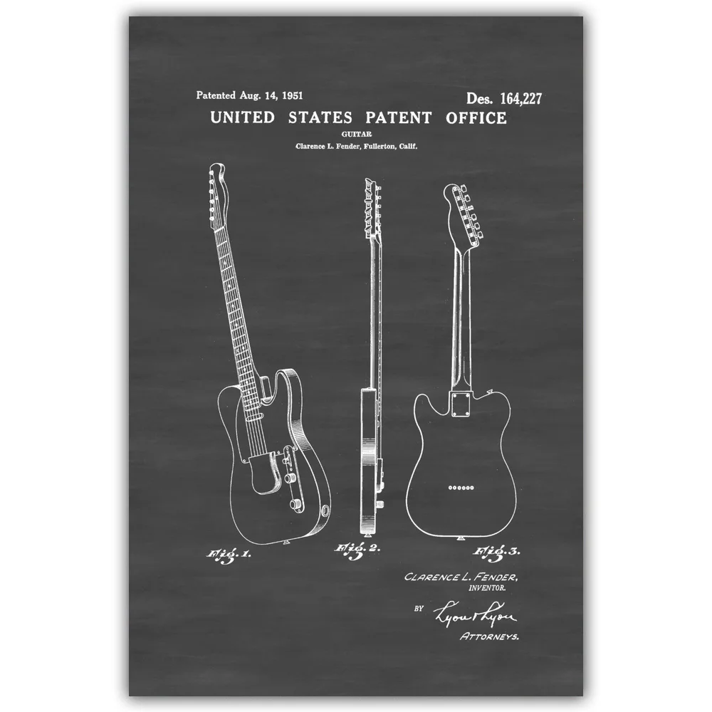Harp Gibson Flying French Horn Fender Telecaster Blueprint Wall Decor Canvas Prints Art Poster Oil Paintings No Frame | Дом и сад