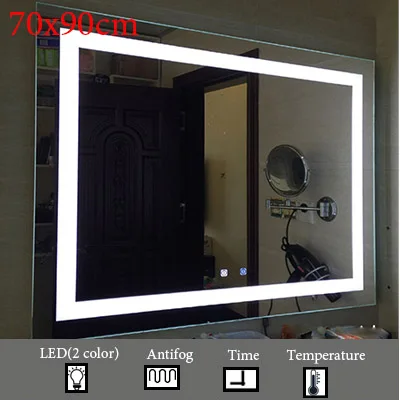 M020B-700x900mm Светящееся настенное умное зеркало для ванной комнаты, роскошное светодиодный зеркало для макияжа, сенсорное интеллектуальное антиразмытое серебряное зеркало с Bluetooth - Цвет: M020B-700x900mm