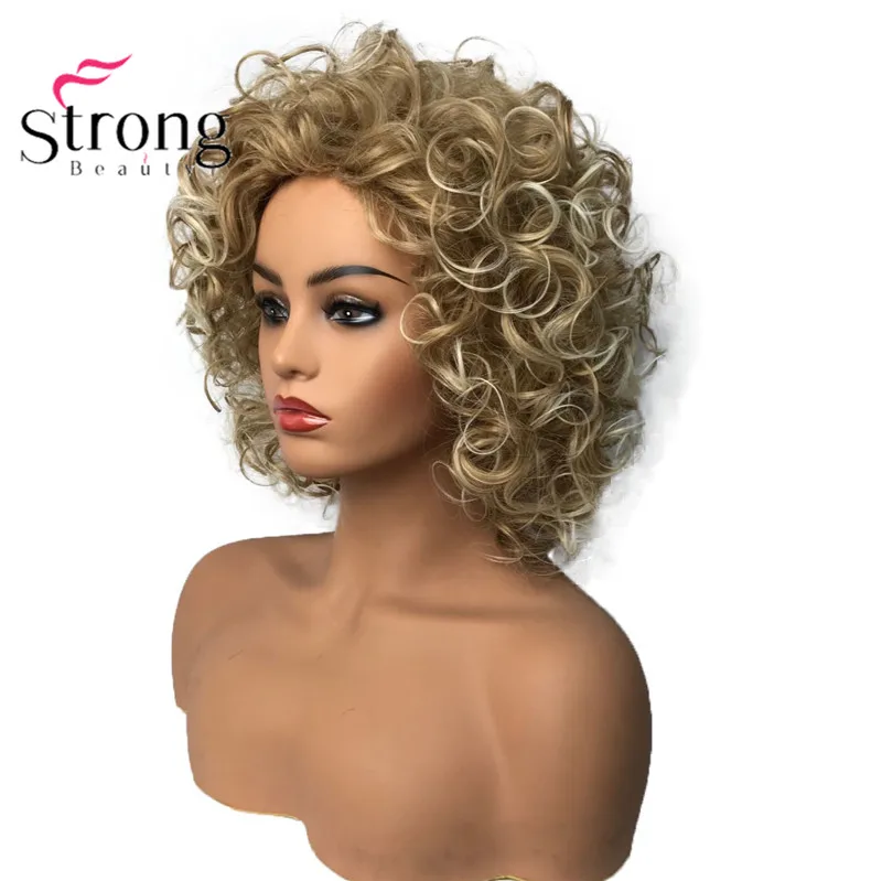 StrongBeauty Shotr кудрявые натуральные пушистые прически волосы монолитным парики женские синтетические волосы парик