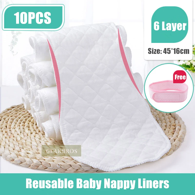C 6 Layer 45cm 10 шт. Подгузники детские вставка для подгузников 45*16 см Многоразовые органические хлопковые подгузники для новорожденных моющиеся подгузники - Цвет: C 6 Layer 45cm