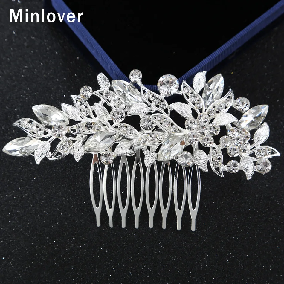 Minlover элегантный лист стразы свадебные расчески для волос зажим свадебный цветок с кристаллами ювелирные изделия для волос аксессуары украшения для волос головной убор