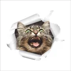 Наклейки в виде кота на туалетные украшения, Diy яркие 3d-наклейки в виде животных с разбитыми дырками, наклейки для автомобиля, домашний декор, настенные постеры