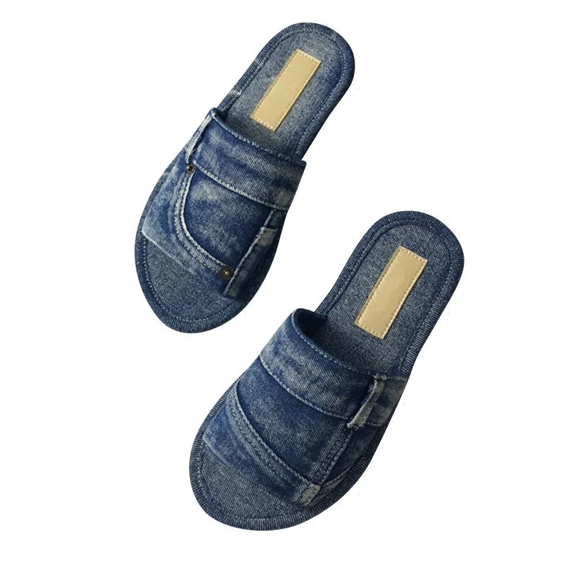 Брендовые Дизайнерские джинсовые женские тапочки Zapatos De Mujer сезон лето Новинка