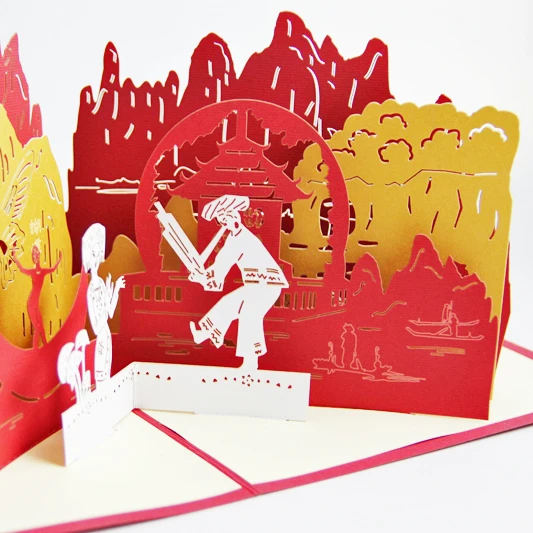 Туристическая карта Guilin/3D kirigami/открытки ручной работы подарок для мужчин