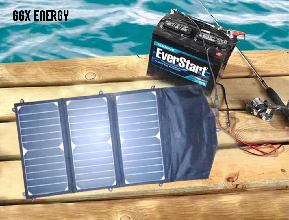 Online 21 Watt Lipat Solar Panel Dengan 10 Amp Solar Controller + 12V Mobil/Perahu/Kapal Pesiar/Jetski Battery Charger + Ponsel/Laptop Charger