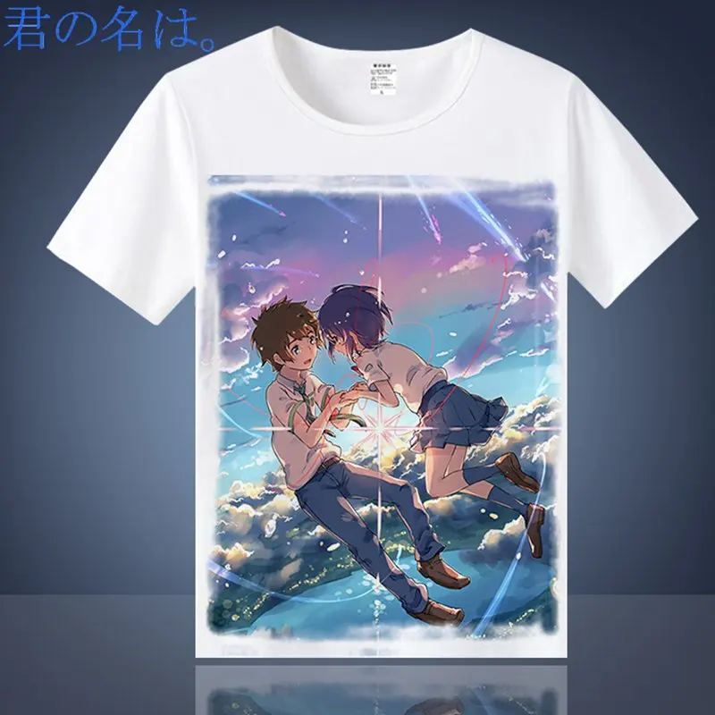 

You Name kimi no na wa Cosplay T-shirts Miyamizu Mitsuha Tops Tachibana Taki Printed Short-Sleeve Tees Fashion Costumes