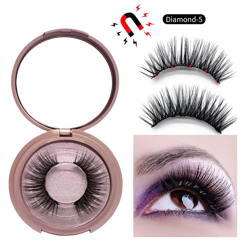 Магнитная ресницы с 5 Магниты накладные ресницы, магнит, Водостойкая Подводка для глаз Магнитный накладных ресниц и ресниц Пинцет Набор - Цвет: Diamond-5