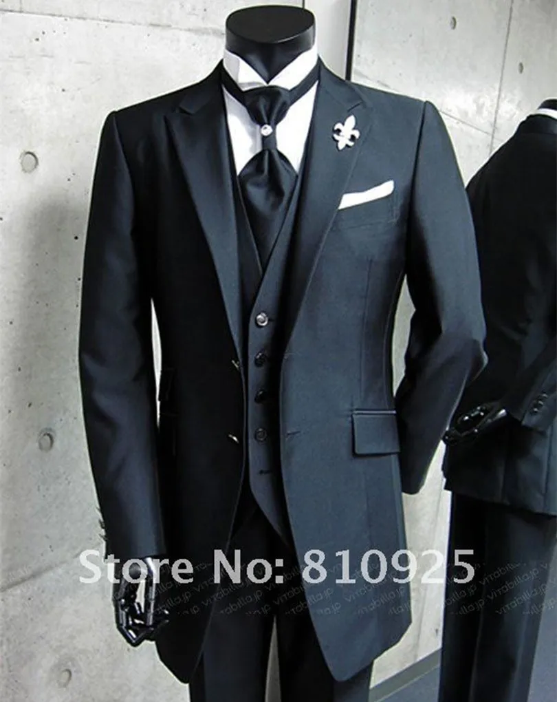 

Bespoke Suit Black Custom Made Groom Wedding fFr Men Dinner,3 Piece