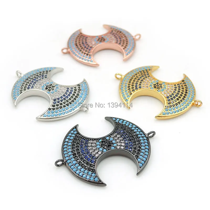 30*25*2 мм Micro Pave Kallaite &amp Black Blue Clear CZ круглые соединители подходят для мужчин и женщин