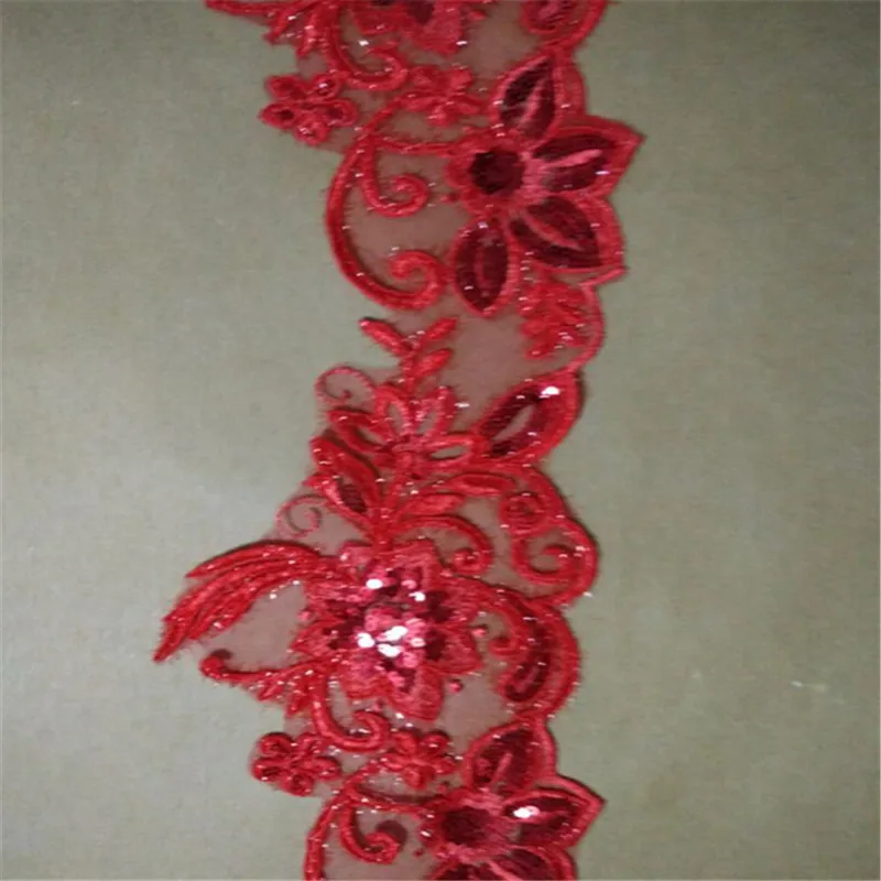 Delicate 9Meters Red Glitter Wedding Dress Cording Lace Applique Thread Embroidery Accessories Trim 15cm LR0024 | Дом и сад