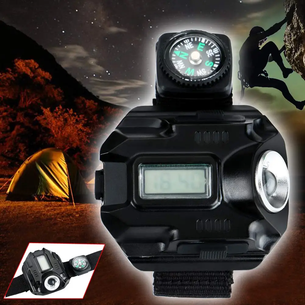 Мощный светодиодный фонарик тактический дисплей перезаряжаемые наручные часы