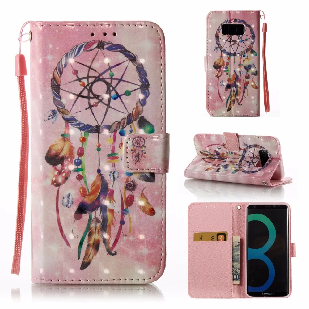 3D painting Case For Samsung Galaxy S8 PU Leather Wallet Flip Cover Phone Coque Fundas Capa |