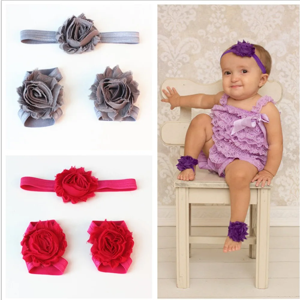 M MISM Cute 3PCS Lace Butterfly Baby Headband Wristband Foot Ring Fashion Hair Accessories For Newborn Photography Head Wrap | Детская
