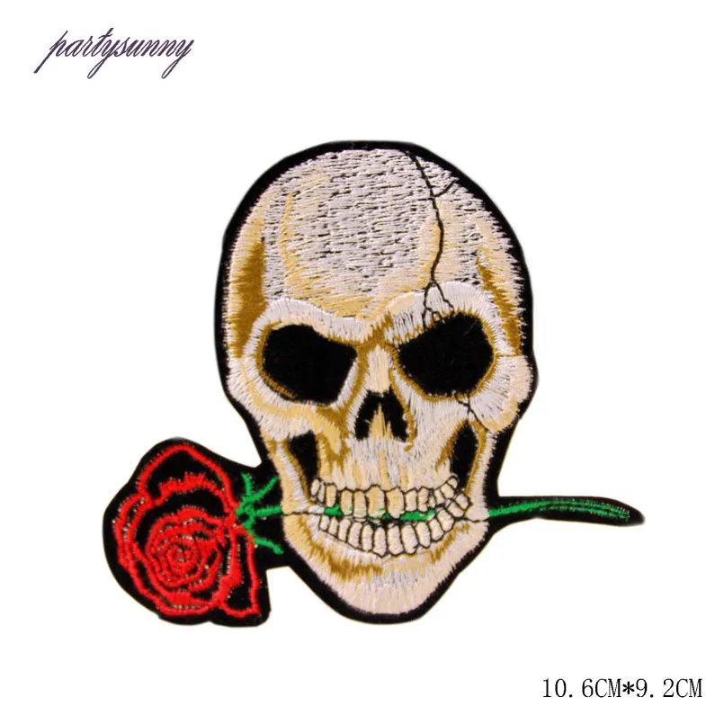 Смешанная Череп Одежды Патч DIY Цветущий Скелет Панк Вышитые Патчи Утюг На Ткань