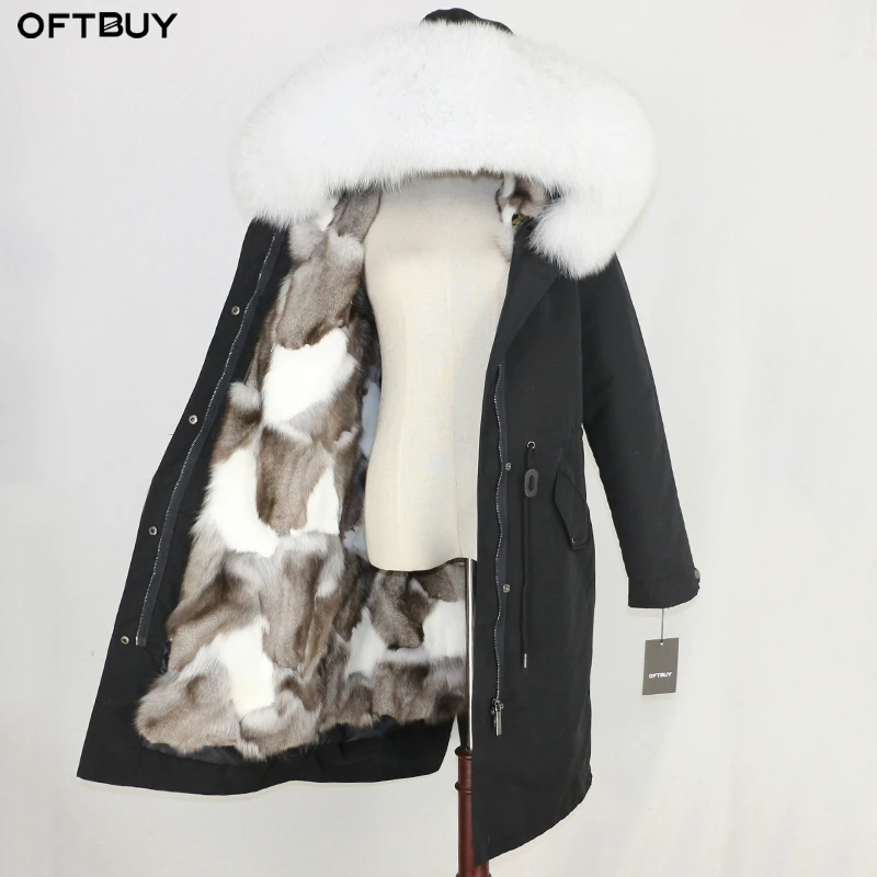 Женская непромокаемая парка OFTBUY зимняя куртка с натуральным мехом енота теплая