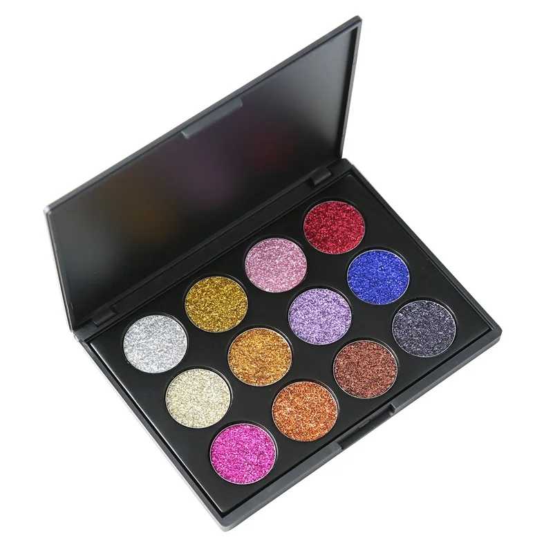 

Wholesale 12 Colors Glitter Eyeshadow Palette Waterproof NO Label Makeup eye shadow palette Custom Glitter Make Up Palettes 50pc