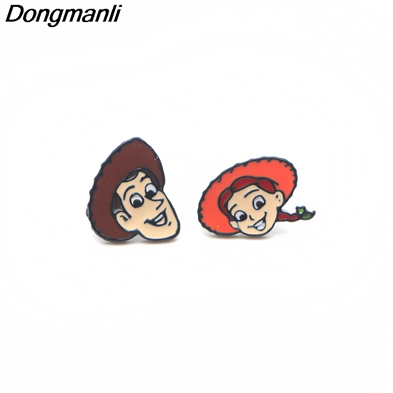 P2730 Dongmanli милые древесные и Джесси из нержавеющей стали пирсинг для уха гвоздики детские серьги для женщин эмалированные серьги ювелирные изделия