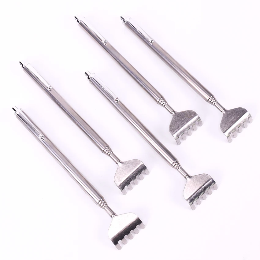

1PC Stainless Steel Telescopic Portable Adjustable Size Pen Clip Telescopic Back Scratcher Itch Scratch Massage Tool