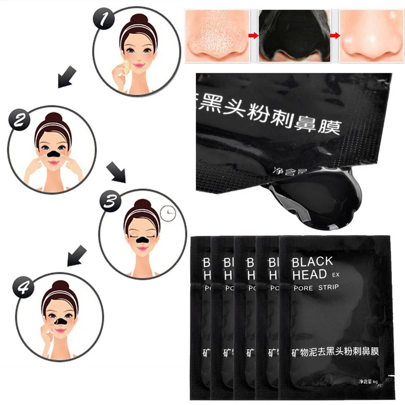 5 шт черный маска blackhead Remover устройство для очистки пор активная углеродистая