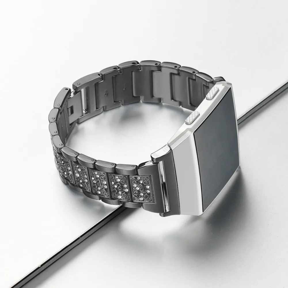 Металлические полосы для Fitbit Ionic сменный Браслет из нержавеющей стали со стразами Bling регулируемый браслет