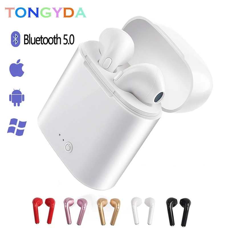 TWS мини беспроводные наушники Bluetooth с зарядным устройством i7s спортивные