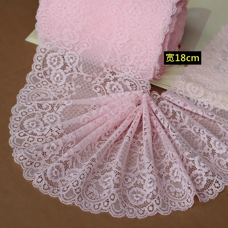 Top quality 7.08'' 18cm pink elastic lace trimming/ fabric 2meter/lot wholessale price X184 | Дом и сад