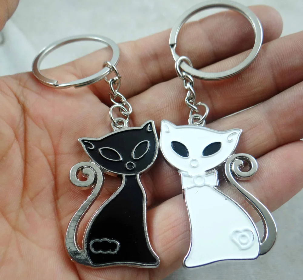 1 пара брелок из сплава чёрный и Белый Кот резьба для автомобиля подвеска