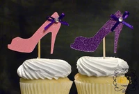 glitter shoes cupcake toppers bridal showers sweet 16 wedding theme birthdays decorations wedding toothpicks