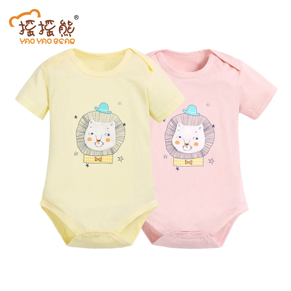 2 шт./лот хлопковое боди с коротким рукавом для мальчиков и девочек одежда