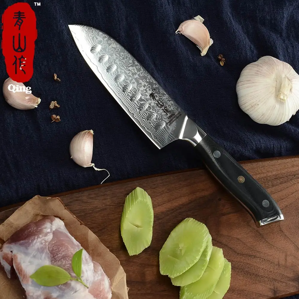 Цин сантоку шеф-повара Дамаск кухонные ножи японский VG10 стальная бритва острый