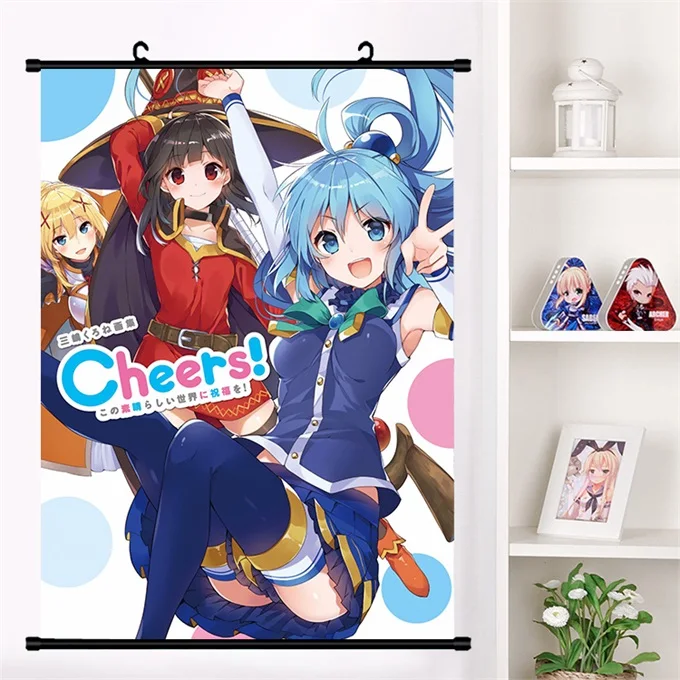 Аниме Манга KonoSuba Божье благословение на этом чудесном мире! Megumin Aqua Darkness Косплей настенные свитки Фреска плакат домашний декор - Цвет: V