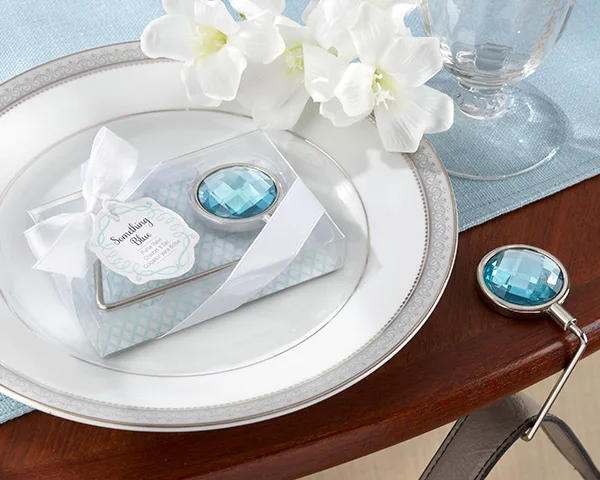 

50pcs Wedding favor "Something Blue" Shimmering Purse Valet bag hanger gift for guests wen4530