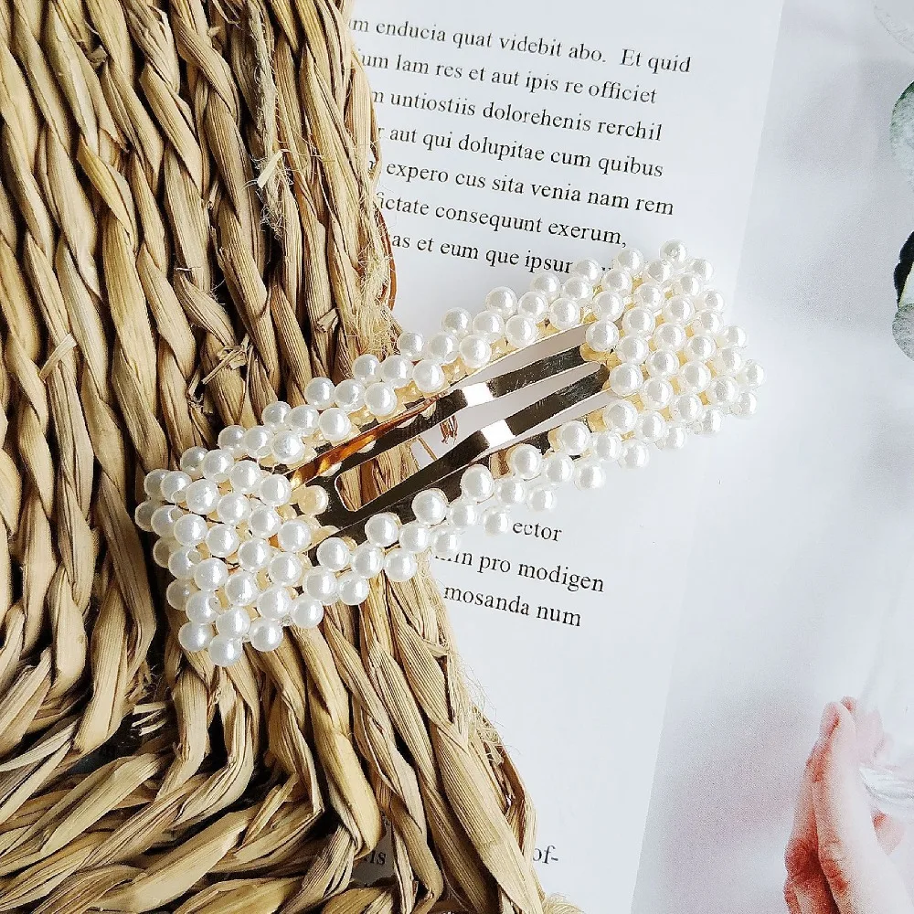 Заколка для волос женская с искусственным жемчугом элегантный акриловый зажим в