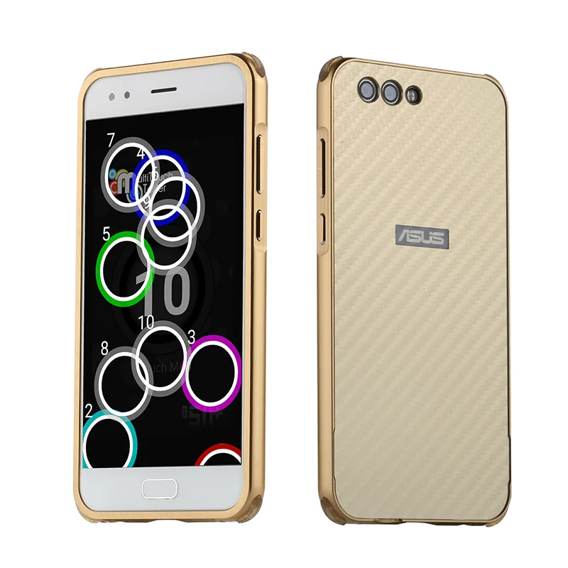 Для Asus Zenfone 4 ze554kl случае Алюминий металла Рамки+ Карбон Волокно жесткий чехол для Asus Zenfone 4 ze554kl 5.5 ''В виде ракушки