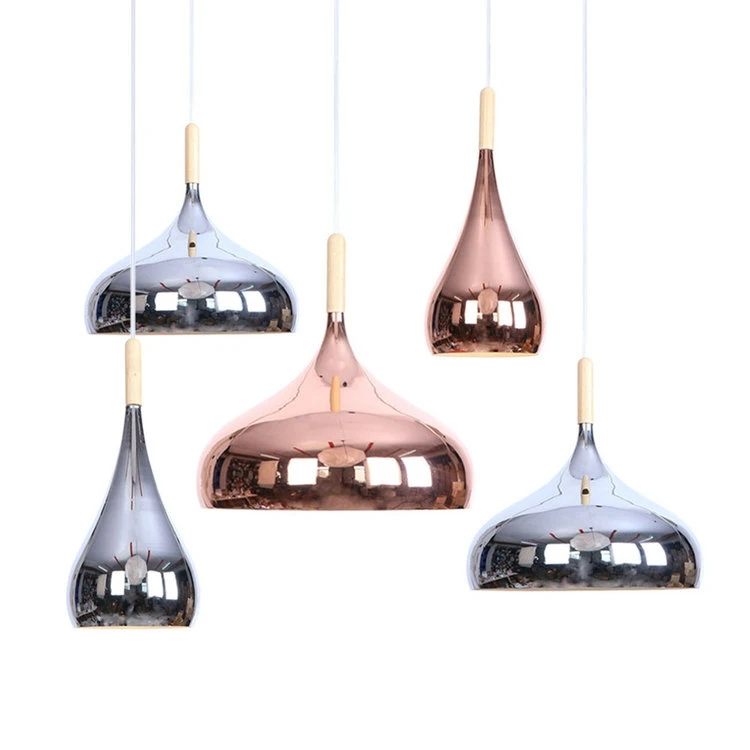 Modern Aluminum LED Pendant Lamp Plated Rose Gold Chrome Metal Ltalian Style Restaurant Simple Modern Bedroom Lamp 110-240V