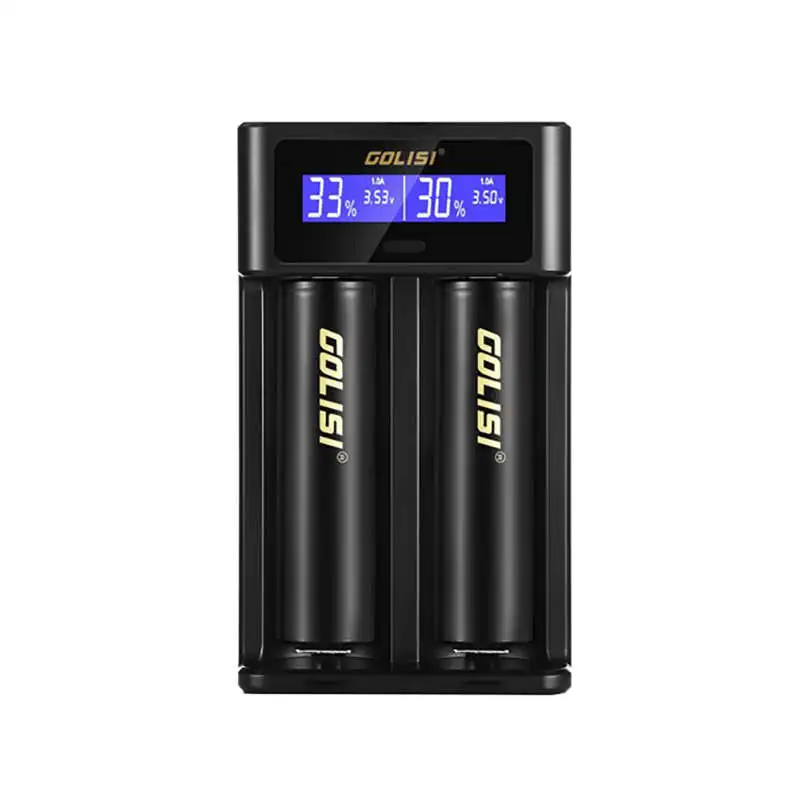 AABB Golisi I2 2.0A Мини Смарт зарядное устройство Быстрая зарядка ЖК дисплей 18650 26650 20700